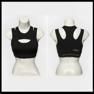 Adidas X Stella McCartney Black High Neck Cropped Workout Tank Sports Bra XS